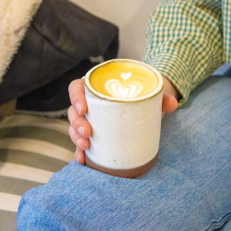 Cream Ceramic Coffee Mugs - Volcano x Firing Station