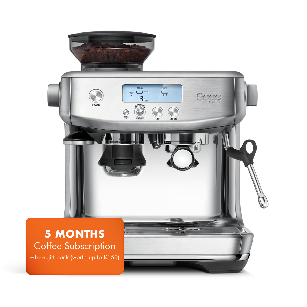 Sage Barista Pro & Free Coffee Subscription Bundle (BES875UK) Volcano
