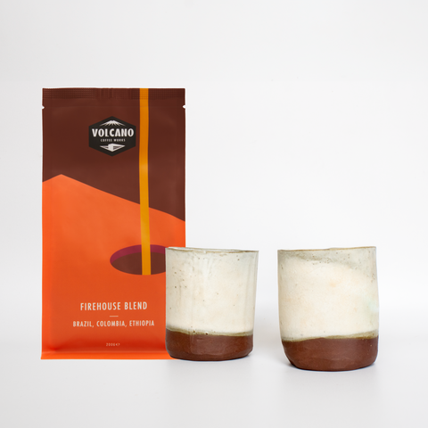 Ceramic Coffee Mugs & Firehouse Coffee Gift Set