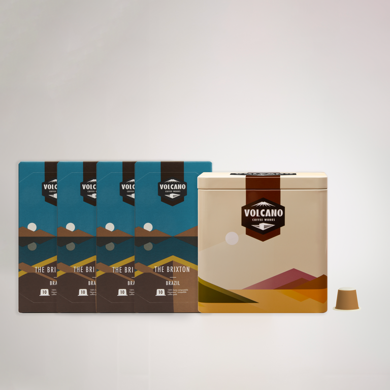 Volcano Tin & Coffee Pods Gift Set